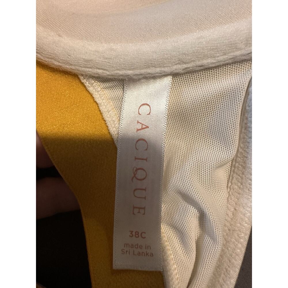 Cacique Size 38C Boost Plunge Yellow Floral Padded Bra Underwire Bandana Pattern - Picture 9 of 11